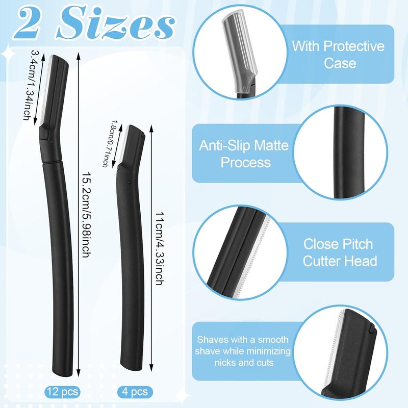 ProSuites 16 Count Dermaplane Razor for Women Face, Professional Facial & Eyebrow Hair Remover, Gentle Face Razors Skin Exfoliation with Precision Blades, Black - Image 2